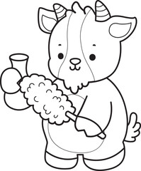 Coloring pages of cute goat animal icon stickers.