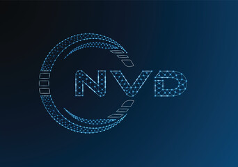 NVD low poly letter logo vector design. NVD lower poly logo design. Low poly logo.