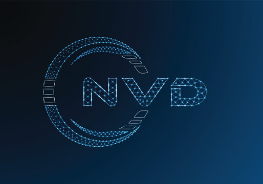 NVD low poly letter logo vector design. NVD lower poly logo design. Low poly logo.