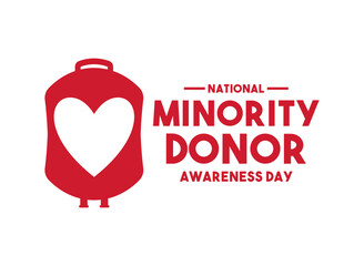 National Minority Donor Awareness Day. August. Blood bag icon. Flat design vector.