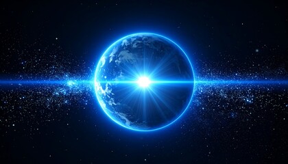 Earth in space with light