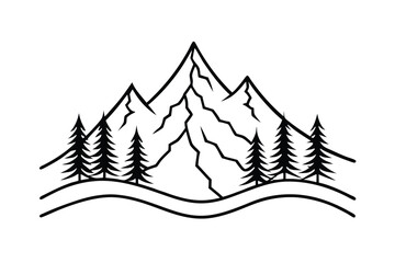 Obraz premium Simple Mountain Silhouette With Pine Trees At Base