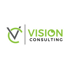 The **Vision Consulting logo** features sleek, professional typography with subtle visionary elements, symbolizing clarity, strategy, and growth for a forward-focused consulting brand identity.
