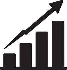 Revenue Icon – Black and White Minimalist Dollar and Bar Graph Vector Illustration