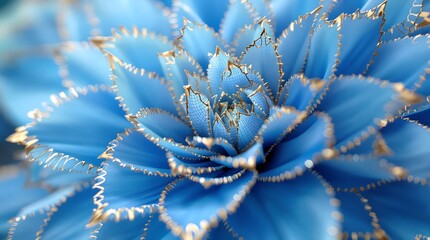 Stunning abstract blue floral design with intricate gold edging, perfect for luxury branding and elegant backgrounds