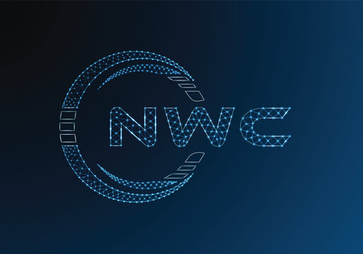 NWC low poly letter logo vector design. NWC lower poly logo design. Low poly logo.