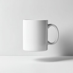 Obraz premium Floating Blank White Coffee Mug on Minimalist Background