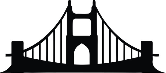 Iconic Silhouette Illustration of the Golden Gate Bridge. golden gate bridge silhouette vector design