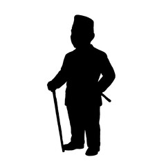 Man Silhouette with Walking Stick and Hat