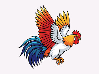 vector illustration of a rooster in flight
