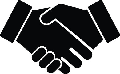 Hand shake icon logo design, Handshake of two men, businessman and worker. Historic handshake silhouette vector art illustration.