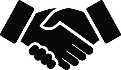 Obraz premium Hand shake icon logo design, Handshake of two men, businessman and worker. Historic handshake silhouette vector art illustration.