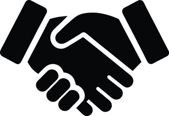 Hand shake icon logo design, Handshake of two men, businessman and worker. Historic handshake silhouette vector art illustration.
