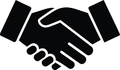 Hand shake icon logo design, Handshake of two men, businessman and worker. Historic handshake silhouette vector art illustration.