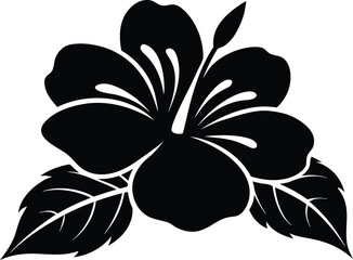 Hibiscus silhouette vector illustration. Hibiscus flower silhouette, hibiscus flower outline, floral line art, tropical blossom drawing  © Smart Craft SVG