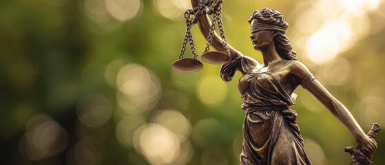 The Symbol of Justice Represented by a Striking Bronze Statue in Nature
