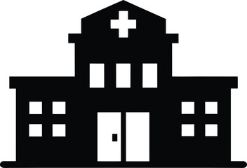 Obraz premium Hospital building silhouette vector, Hospital icon symbol 