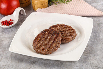 Grilled beef burger cutlet minced meat