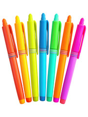 Colorful highlighters arranged in a vibrant rainbow pattern