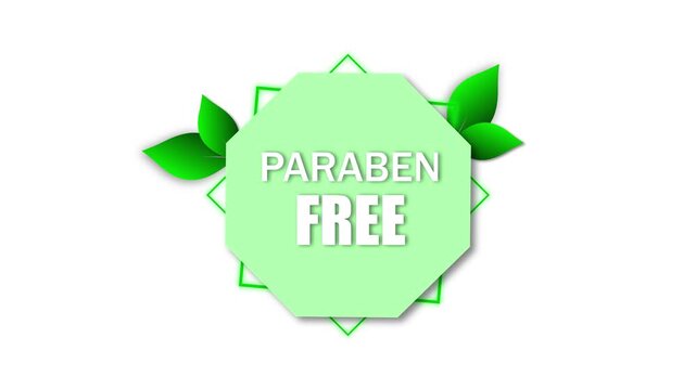 Green paraben free logo animation. Health-conscious cosmetic and product branding. Eco friendly paraben free emblem. Natural skincare logo for sustainable lifestyle design.