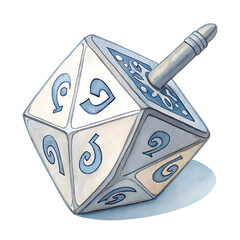 Spinning Silver Dreidel Clipart for Happy Holiday Celebrations in Festive Environment