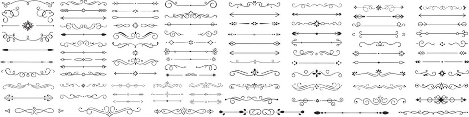 Elegant decorative dividers, ornate line separators, vintage flourish designs, whimsical borders, and charming embellishments vector