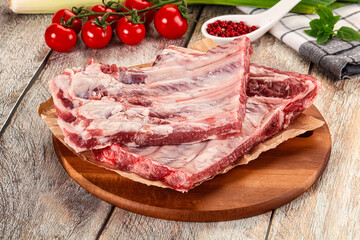 Raw pork ribs for cooking