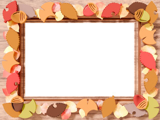 落ち葉とドングリの3DCG中央透過フレーム