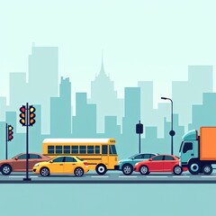 Obraz premium The busy scene of urban traffic