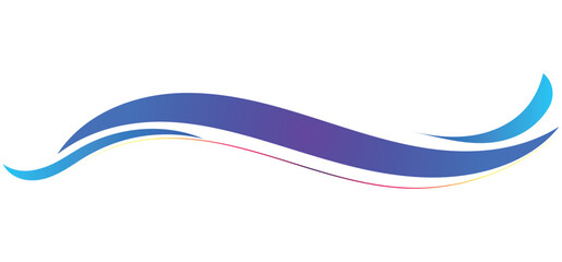 This image features flowing, stylized blue waves against a white background.	