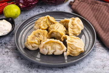 Steamed Nepali Momo stuffed dumplings
