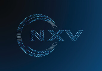 NXV low poly letter logo vector design. NXV lower poly logo design. Low poly logo.
