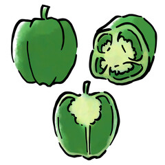 手描きのピーマン