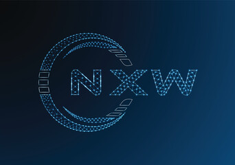 NXW low poly letter logo vector design. NXW lower poly logo design. Low poly logo.