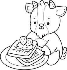 Coloring pages of cute goat animal icon stickers.
