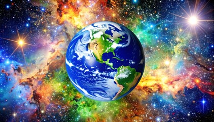 Earth in vibrant cosmos