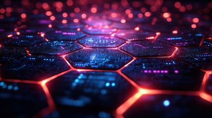 Abstract hexagonal glowing network