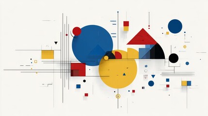 This image features an abstract composition of geometric shapes in various colors, creating a modern and artistic visual effect.