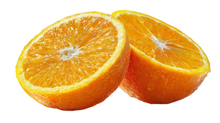 Fresh orange halves close up