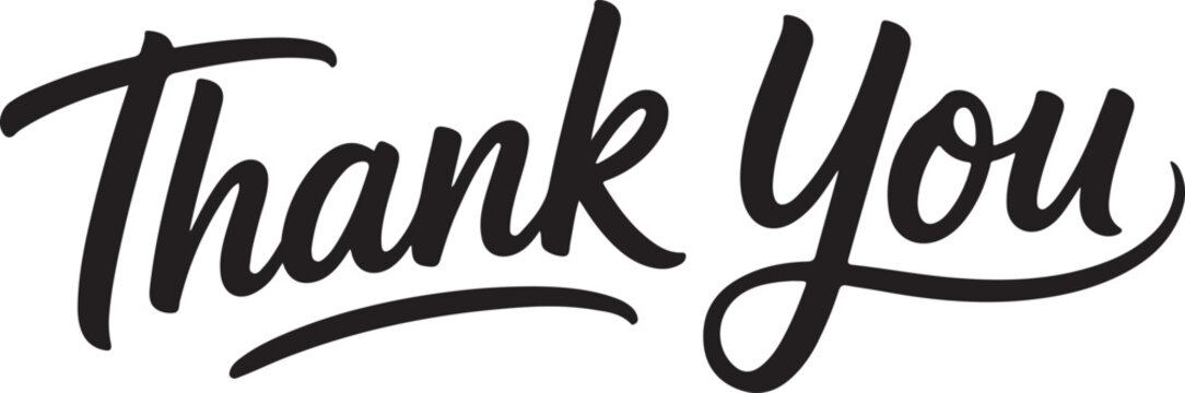 Elegant Thank You Script Text Vector Illustration for Appreciation and Gratitude