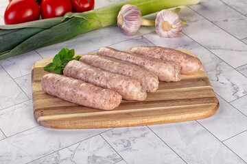 Raw pork sausages for grill