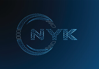 NYK low poly letter logo vector design. NYK lower poly logo design. Low poly logo.