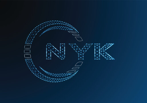 NYK low poly letter logo vector design. NYK lower poly logo design. Low poly logo.
