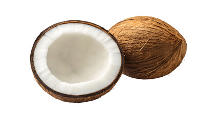coco coconut half and piece isolated cocos white full depth of field