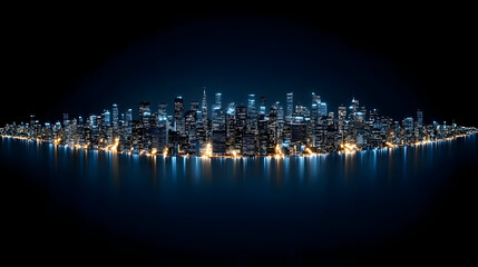 Naklejka premium An immersive look up perspective of towering skyscrapers in an urban setting, showcasing the dynamic of cityscape at twilight