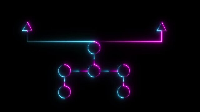 Business and marketing management of organizations mind map decision neon line concepts. Abstract Digital Network, High-Tech Node Illustration, Futuristic Data Connection.