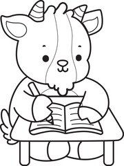 Coloring pages of cute goat animal icon stickers.
