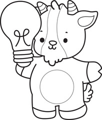 Coloring pages of cute goat animal icon stickers.

