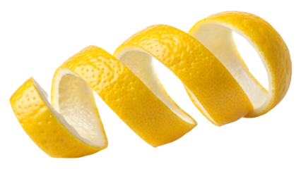 lemon twisted peel isolated png lemon fruit zest on transparent background png format citrus zest no background full depth of field