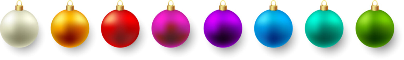 Color Christmas Baubles set isolated on white background.